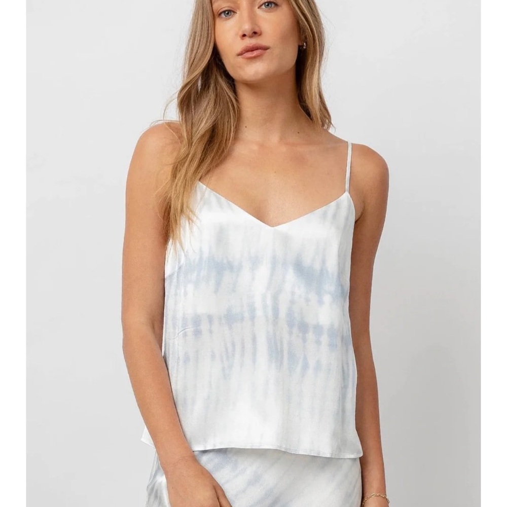 New Rails Paola Satin Camisole Cami Tank Blue Tide Tie Dye Size Medium